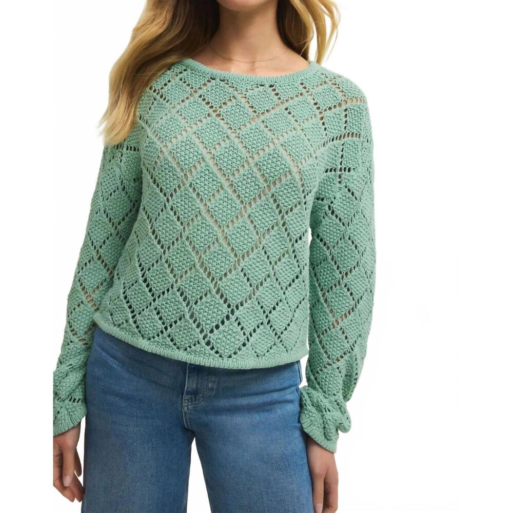 NEW Z SUPPLY hullen crochet sweater in crystal green